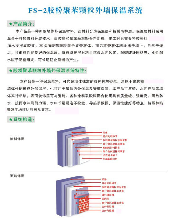 FS-2胶粉聚苯颗粒外墙保温系统